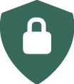 green shield shaped icon with padlock in center